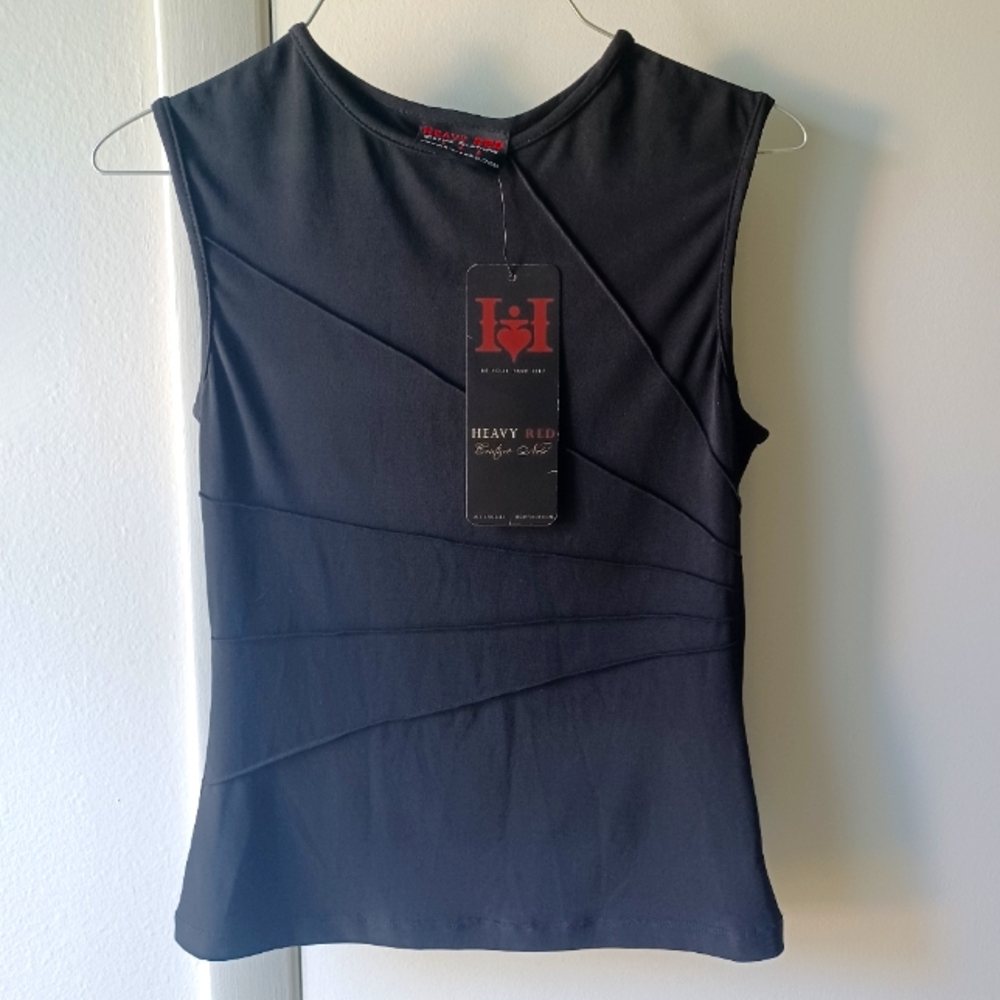 NWT HEAVY RED Goth Starburst Ribbed Sleeveless Top Size Small